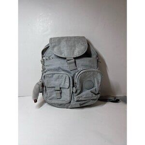 Kipling Lovebug Travel Small Backpack Gray With Monkey Keychain